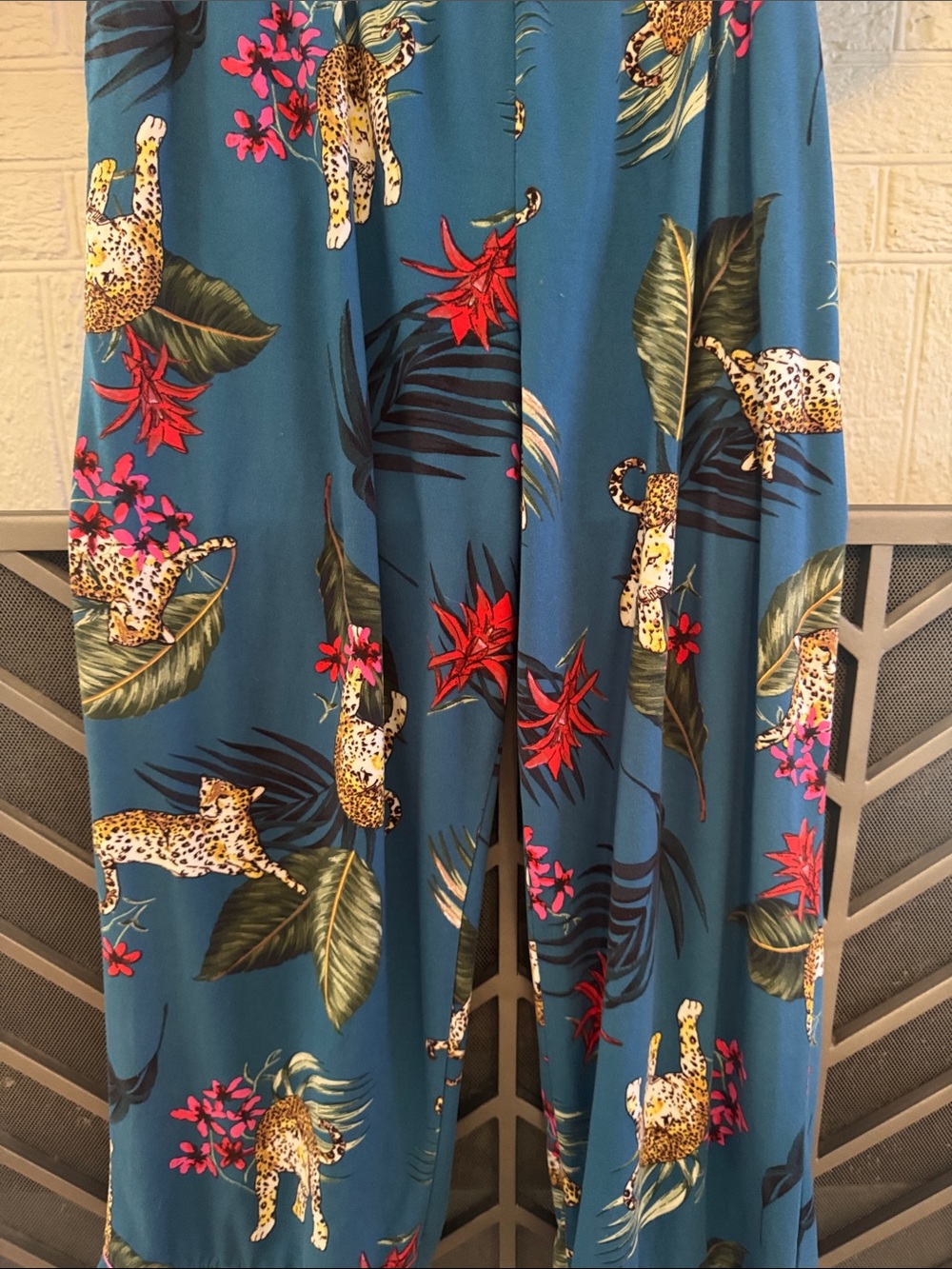 Teal Leopard-Print Short Sleep Shirt with Pink Piping - Picture 10 of 12